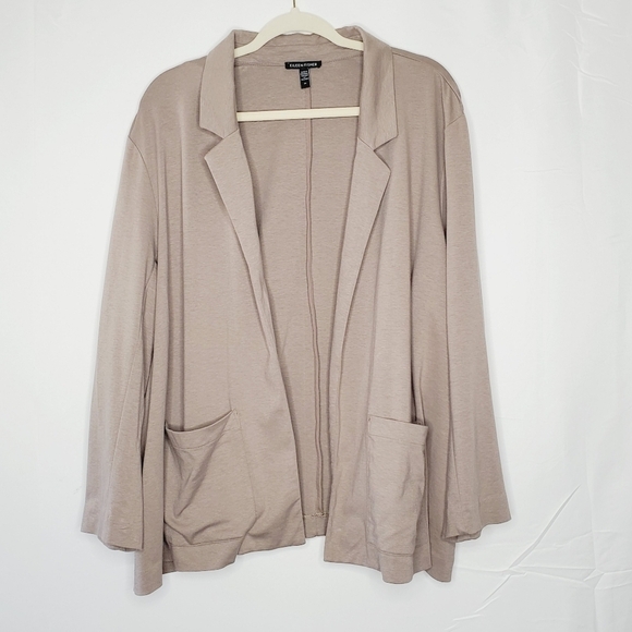 Eileen Fisher Organic Cotton Blend Blazer Sz 2X Open Front Stretch Jacket Pocket - Picture 12 of 13